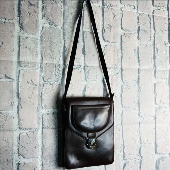 Vintage Ulisse Per Magli Brown Belting Leather Crossbody Shoulder Bag - Picture 1 of 13